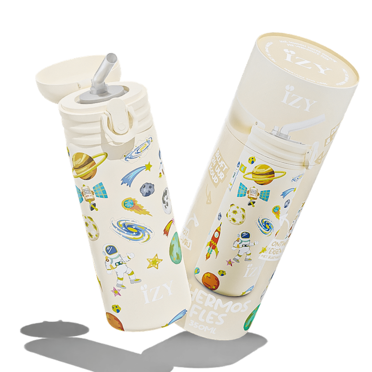 IZY Kids Thermos Bottle - Yellow Space - 350ML To-Go Insulated Water Bottles
