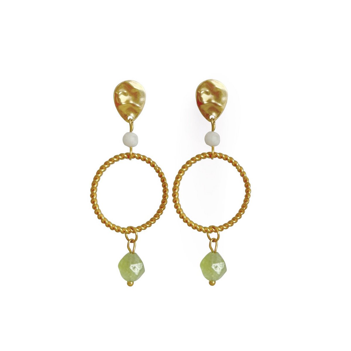 Statement Oorbellen Peridot & Maansteen - Goud
