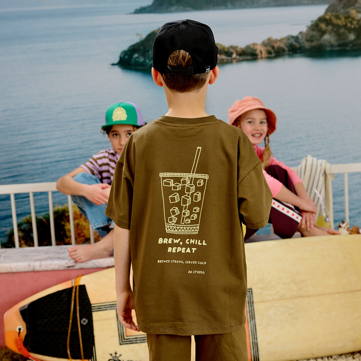 Jongens Tee Lenox van Z8 Kids in de kleur Golden moss in maat 152-158.