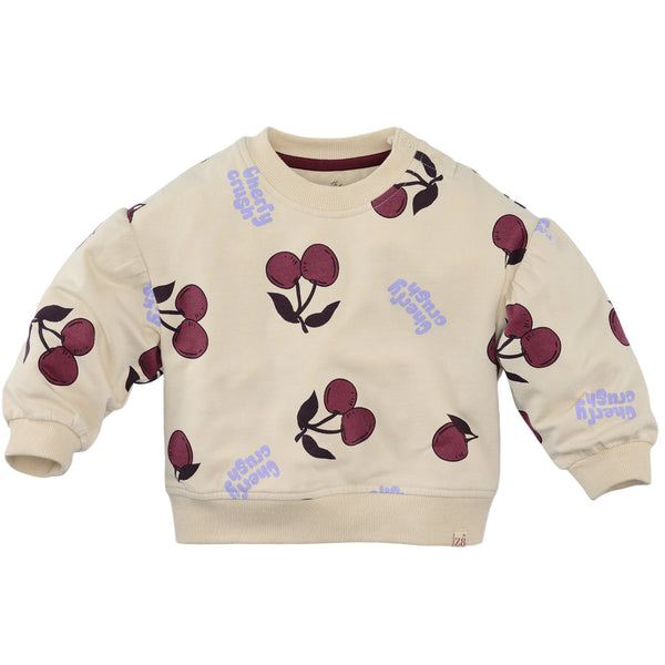 Meisjes Sweater Liefe van Z8 Mini in de kleur Vanilla Cream AOP in maat 116.