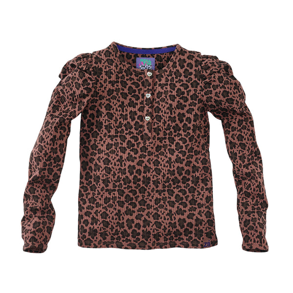 Meisjes Tricot rib longsleeve Louisa van Z8 in de kleur Amber Brown in maat 152-158.