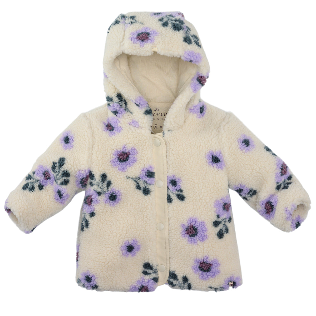 Meisjes Teddy Jacket Nayla van Z8 Newborn in de kleur Vanilla Cream AOP in maat 74.