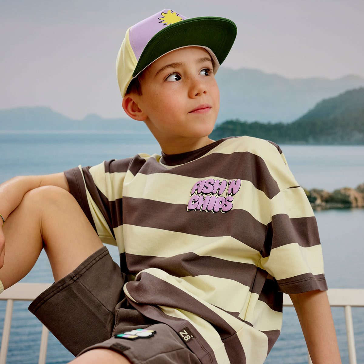 Jongens Heavy Jersey Tee Oziah van Z8 Kids in de kleur After dark in maat 152-158.