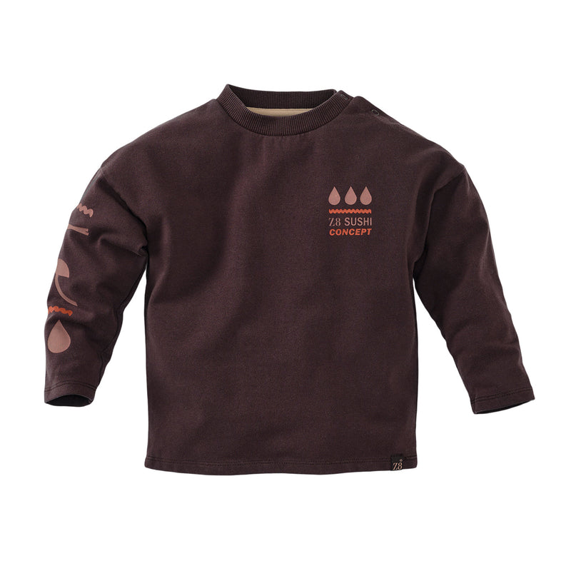 Jongens Garment dye Longsleeve Raoul van Z8 Mini in de kleur Brown Stone in maat 116.
