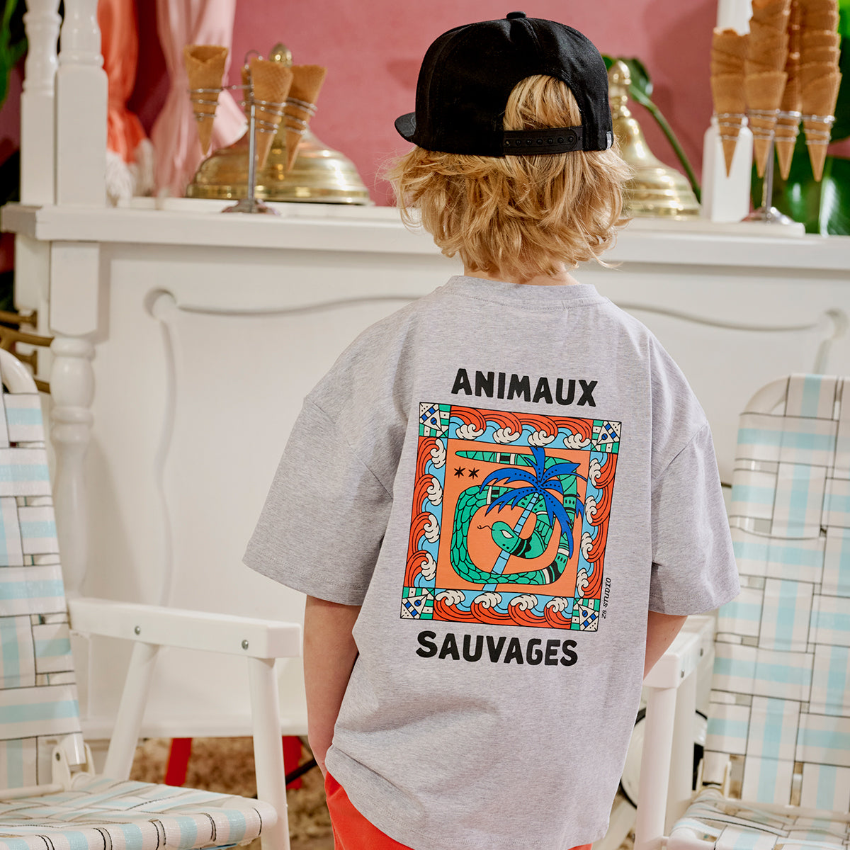 Jongens Heavy Jersey Tee Rix van Z8 Kids in de kleur Grey melange in maat 152-158.