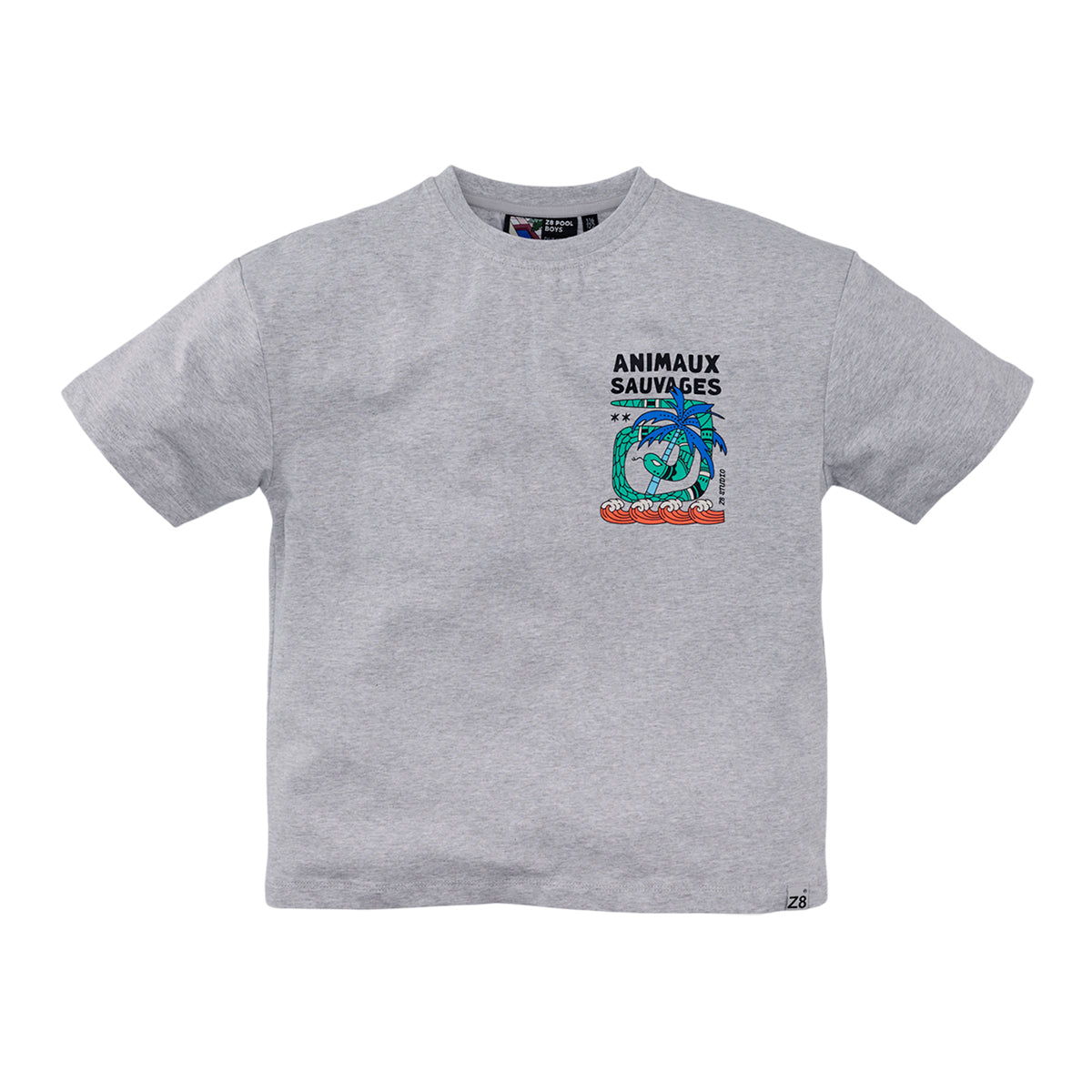 Jongens Heavy Jersey Tee Rix van Z8 Kids in de kleur Grey melange in maat 152-158.