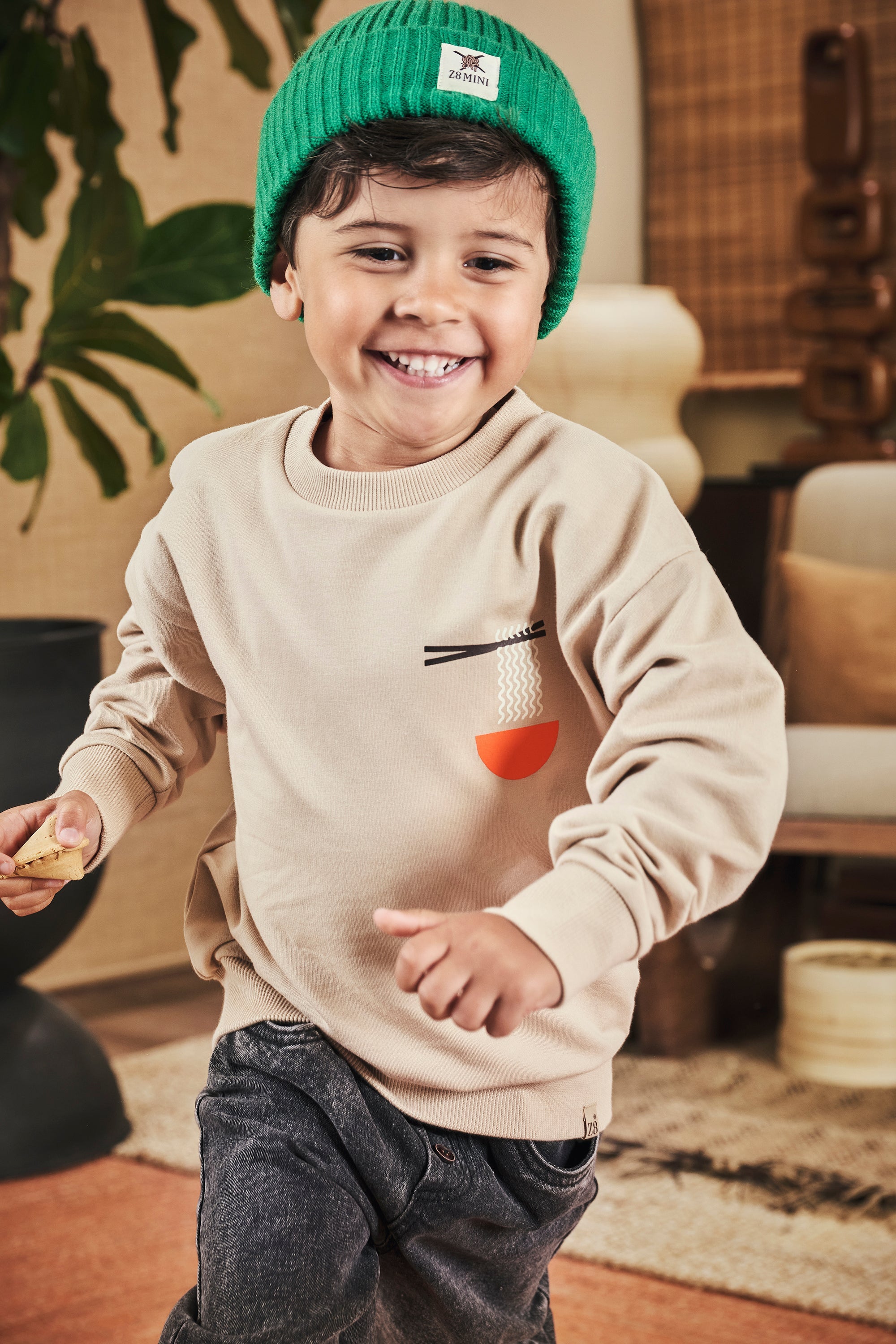 Jongens Sweater Tiemen van Z8 Mini in de kleur Nougat in maat 116.