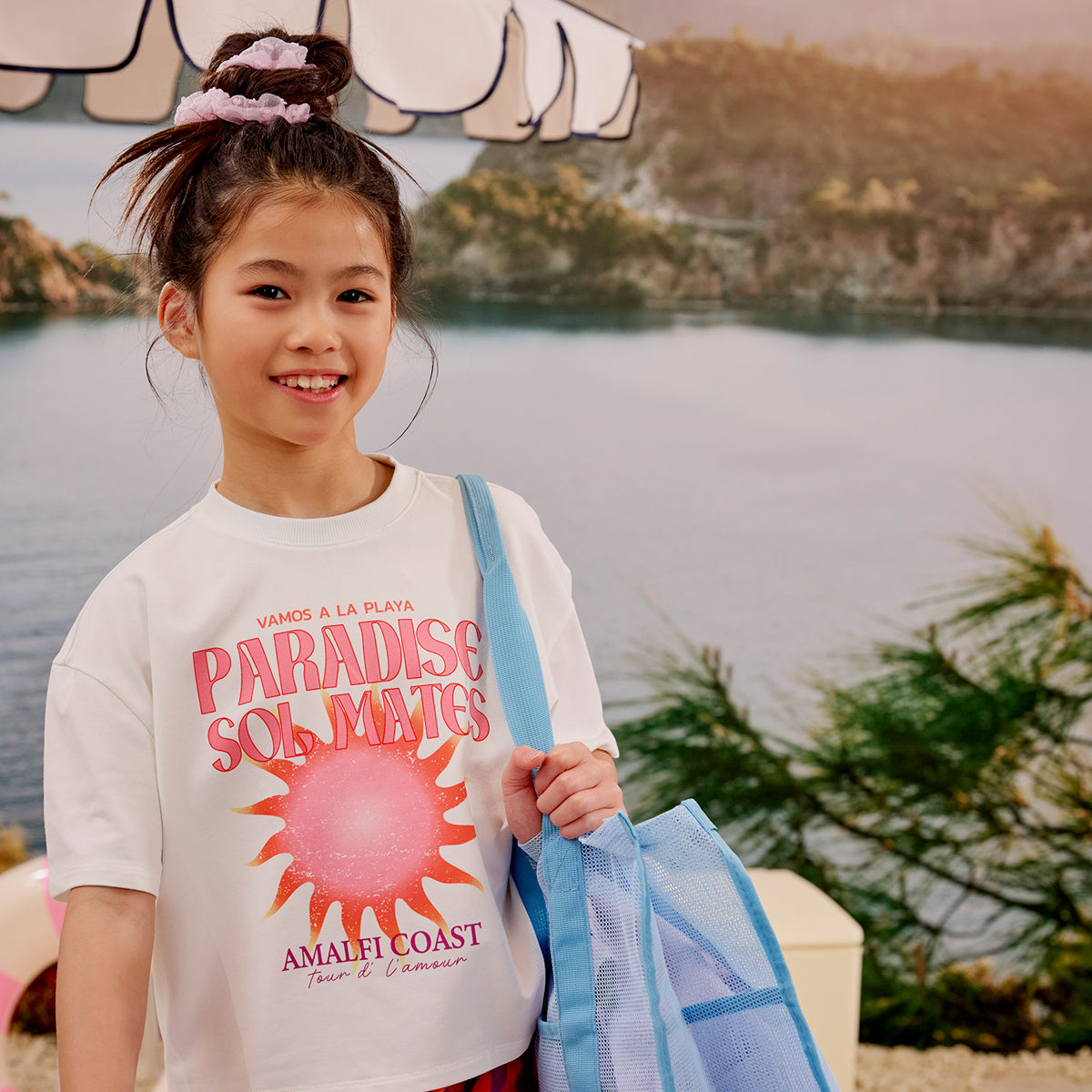 Meisjes Boxy Tee Valentina van Z8 Kids in de kleur Soft pearl in maat 152-158.