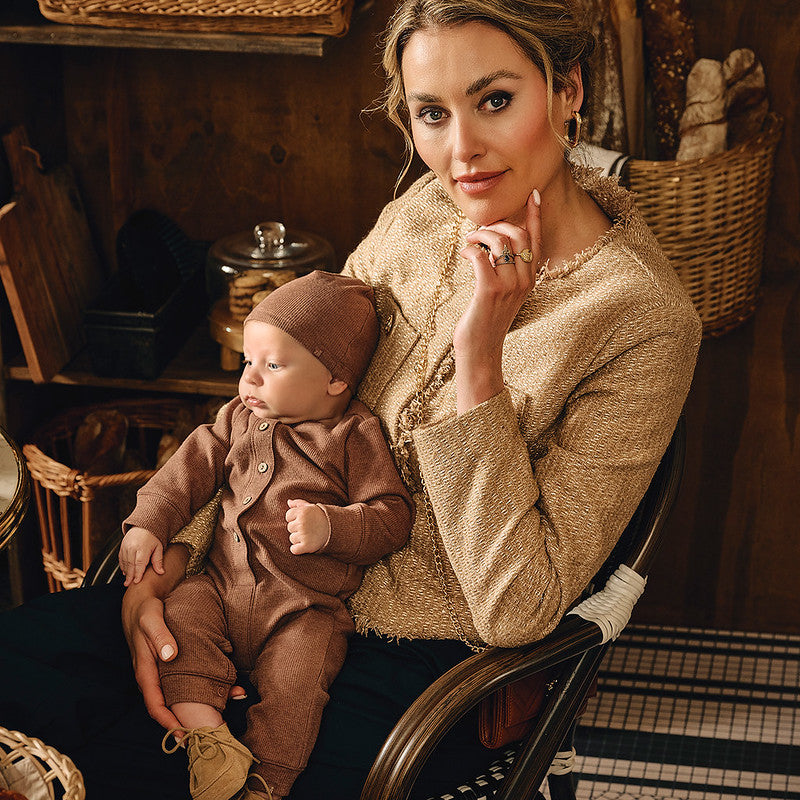 Jongens Jumpsuit Ozzi van Z8 Newborn in de kleur Cookie dough in maat 68.