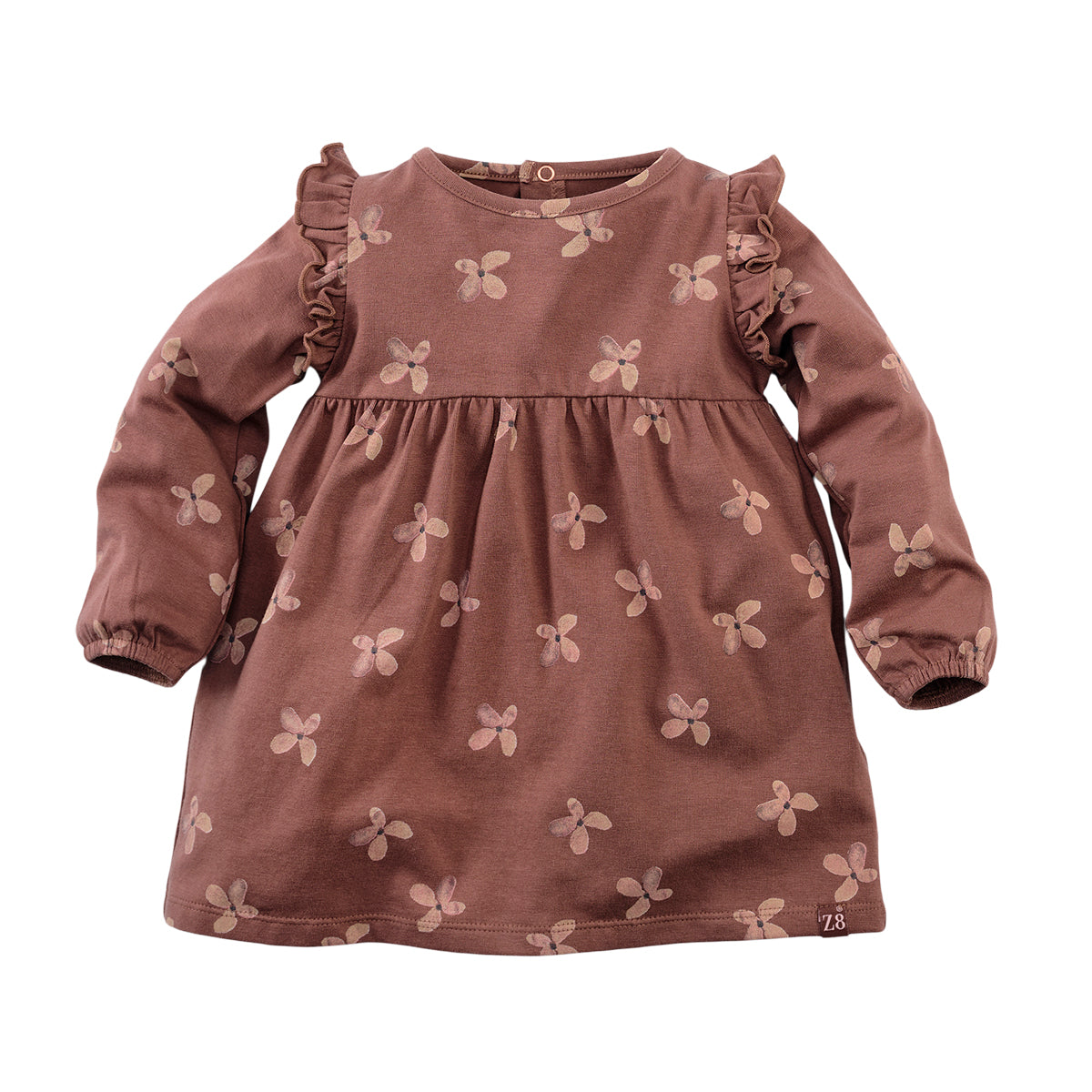 Meisjes Dress Aily van Z8 Newborn in de kleur Cookie dough/AOP in maat 74.