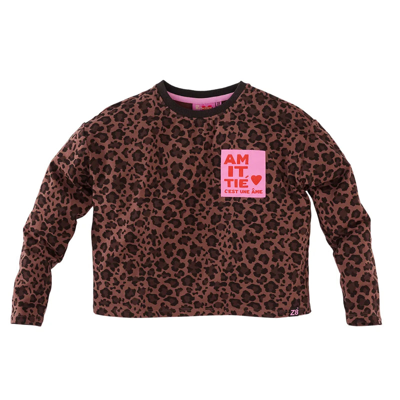 Meisjes Heavy jersey boxy longsleeve Doris van Z8 in de kleur Autumn teddy in maat 152-158.