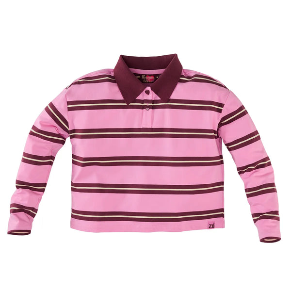 Meisjes Heavy jersey boxy polo Maylin van Z8 in de kleur Pink power in maat 152-158.