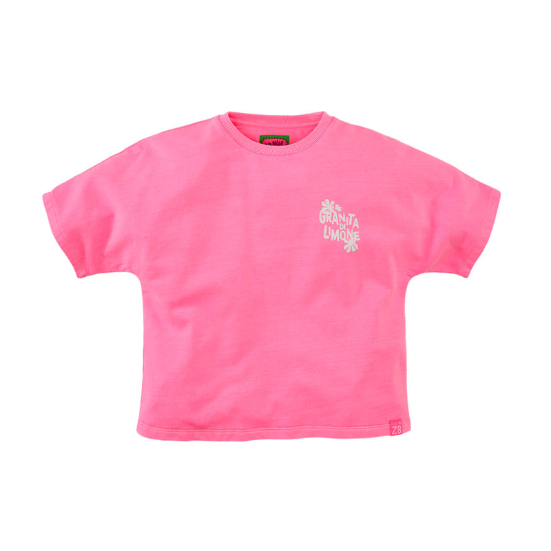 Meisjes Garment Dye Boxy Tee Mimi van Z8 in de kleur Chaotic pink in maat 152-158.