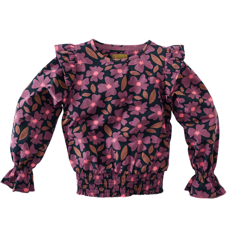 Meisjes Long sleeve Helga van Z8 in de kleur Moonless night/AOP in maat 140-146.