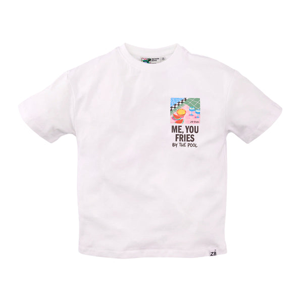 Jongens Heavy Jersey Tee Zayd van Z8 Kids in de kleur Bright white in maat 152-158.