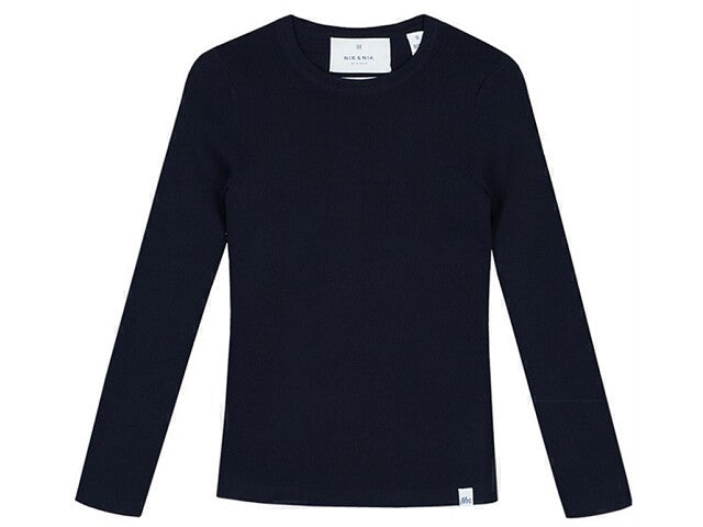 Nik & Nik Top lange mouw Jolie d.blauw Top 164