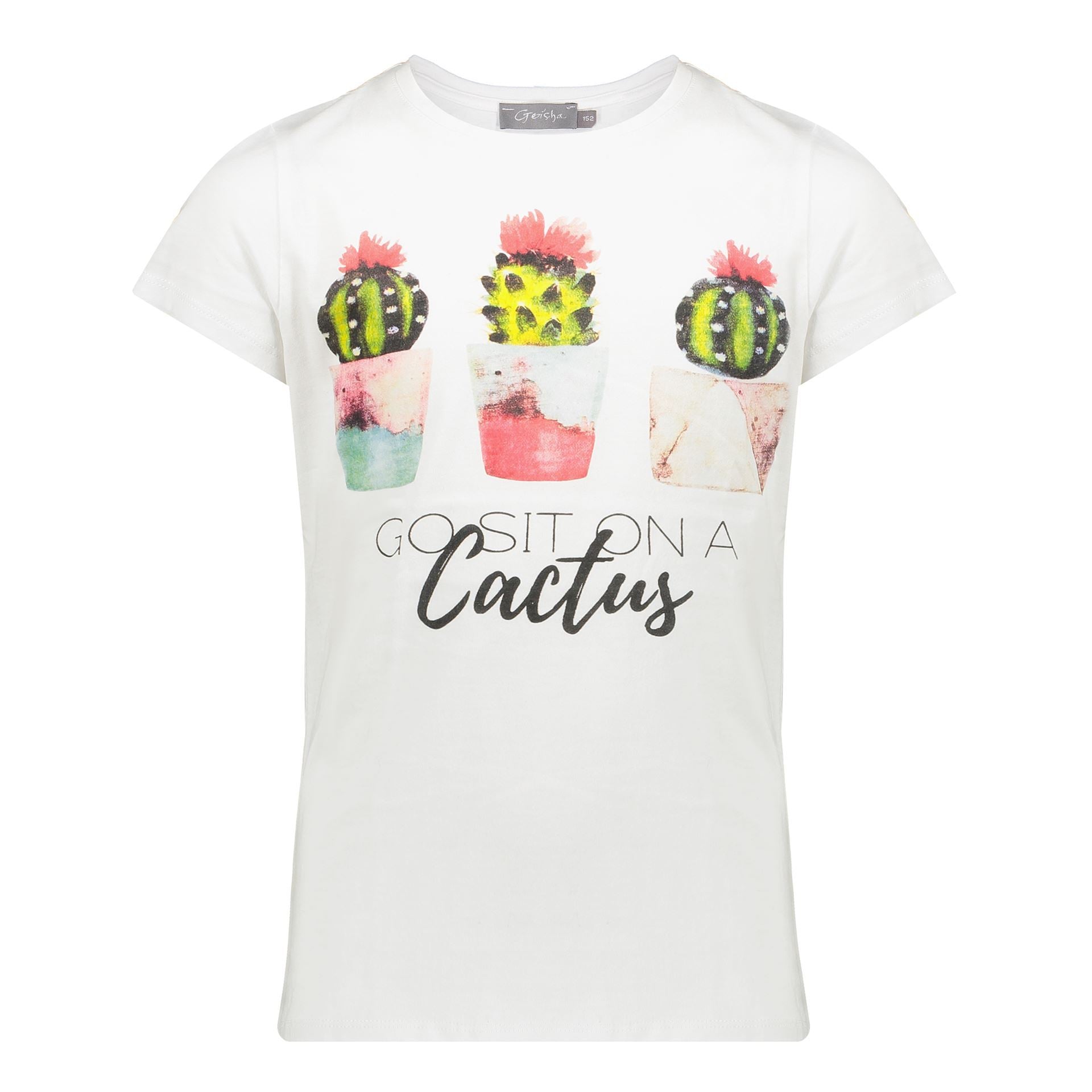 Meisjes T-Shirt "Cactus" S/S van Geisha in de kleur White in maat 176.
