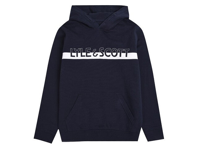 Lyle & Scott Hooded weater block logo Navy Sweaters