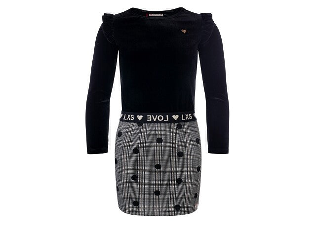 Little Looxs Jurk velvet / check combi Jurken 128