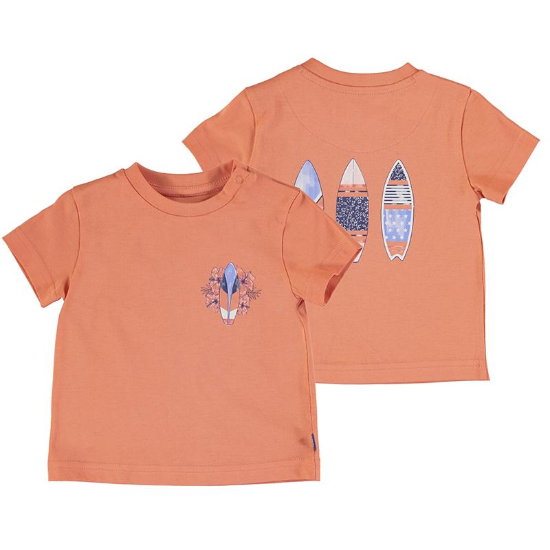 Jongens S/s t-shirt                   van Mayoral in de kleur Apricot    in maat 86.