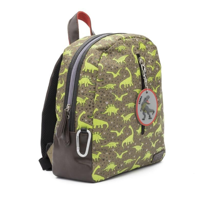 jongens Rugzak Boys - Dino met sleutelhanger T-Rex van Zebra in de kleur groen in maat 0.