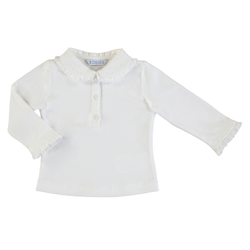 meisjes Longsleeve Basic Polo van Mayoral in de kleur Beige in maat 86.