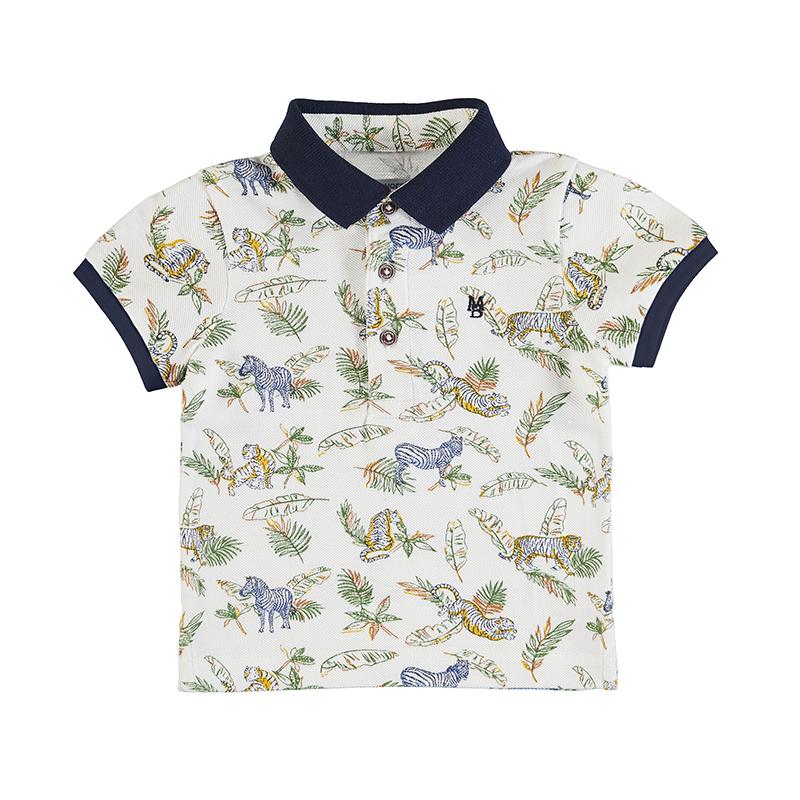 Jongens Polo s/s large print          van Mayoral in de kleur Printed    in maat 86.