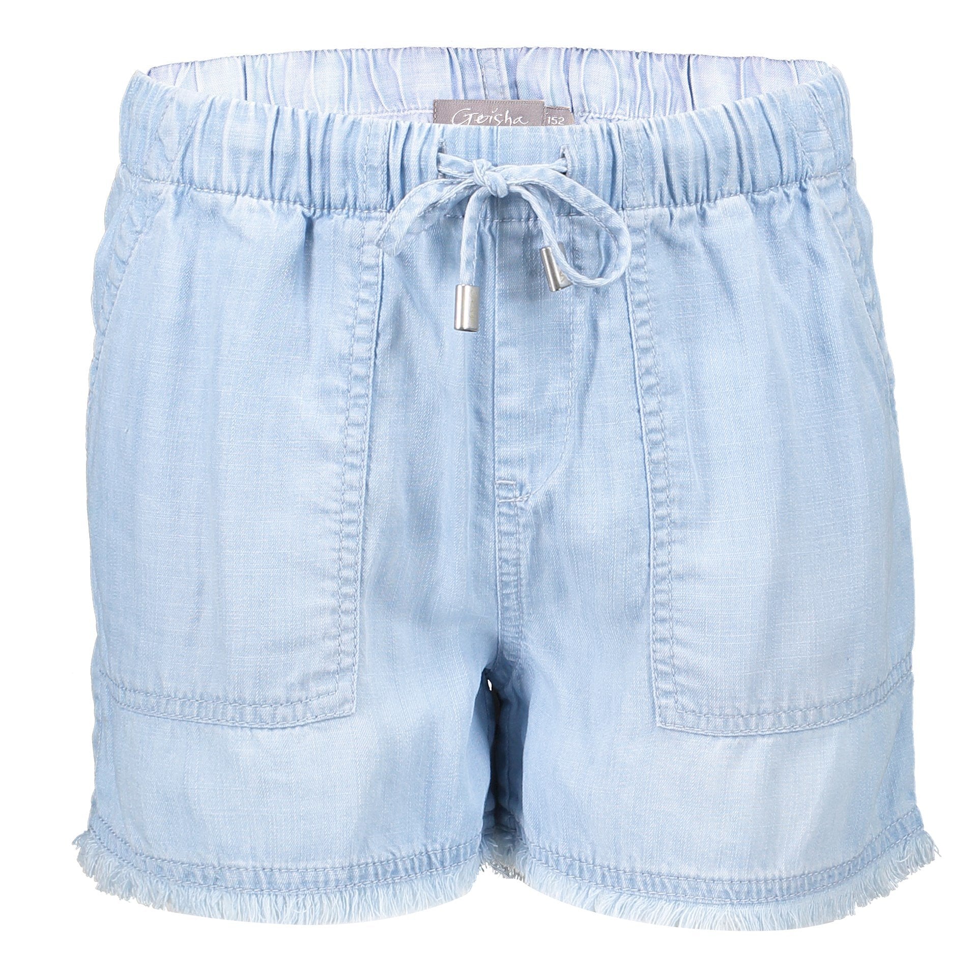 Meisjes Shorts lyocell with tunnel & strap van Geisha in de kleur Bleached denim in maat 176.