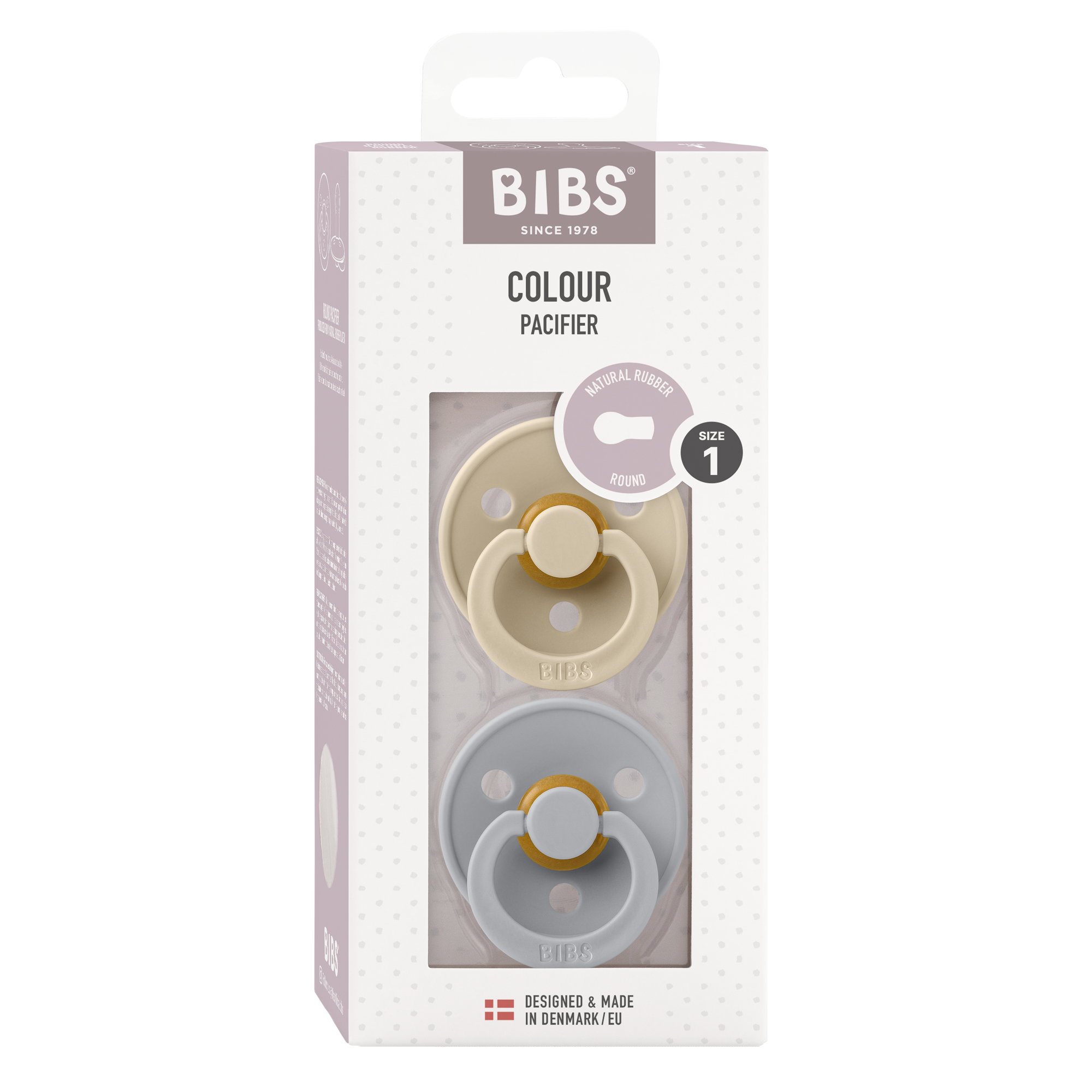 BIBS - Color pacifier in 2 pieces packaging Vanilla/Cloud 