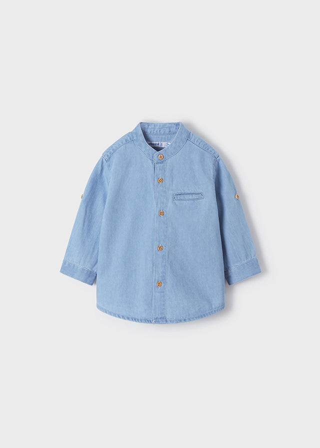 Mayoral L/s mao collar denim shirt