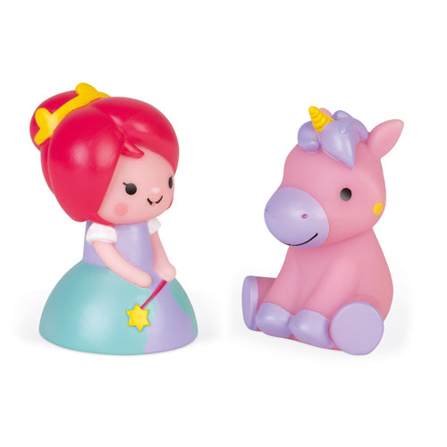 Janod Bath Toys - Spray Figure Princess and Luminous Unicorn