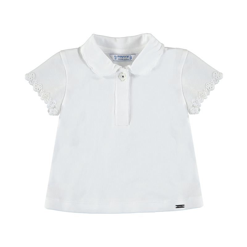 Meisjes S/s polo                      van Mayoral in de kleur White      in maat 86.