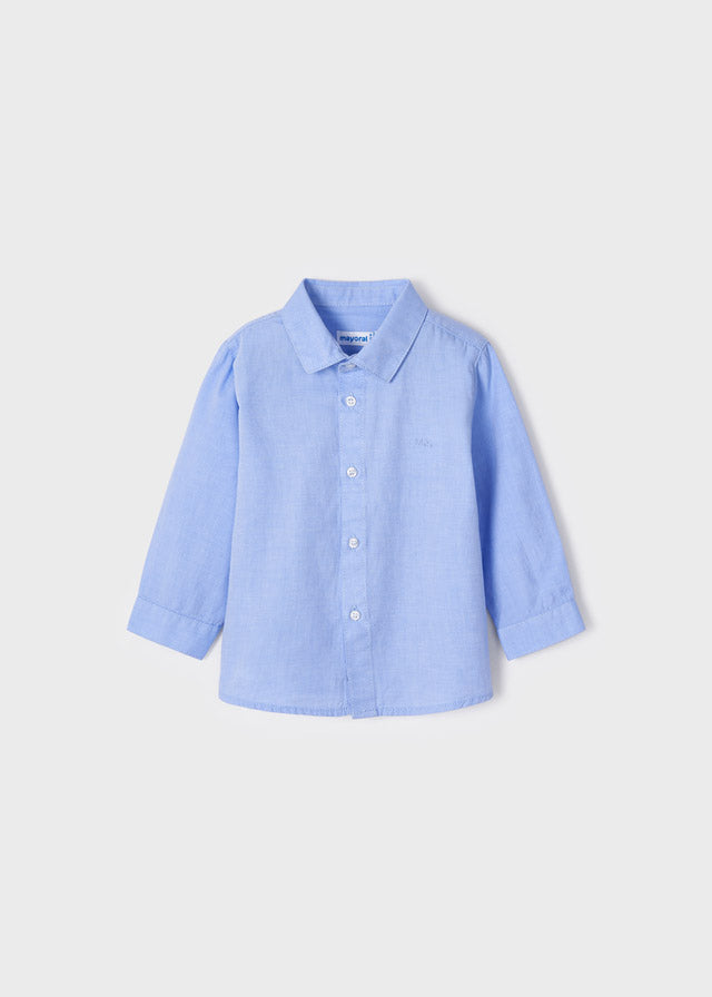 Jongens Basic l/s shirt van Mayoral in de kleur Lightblue in maat 92.