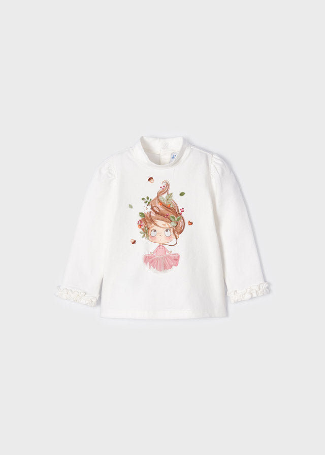 Meisjes Printed mockneck van Mayoral in de kleur Natur-blus in maat 86.