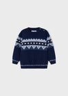 Jongens Jacquard jumper van Mayoral in de kleur Dark navy in maat 86.