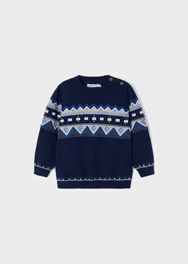 Jongens Jacquard jumper van Mayoral in de kleur Dark navy in maat 86.