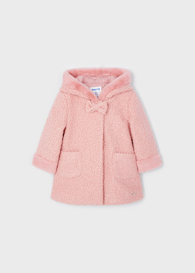 Meisjes Shearling coat van Mayoral in de kleur Blush in maat 86.