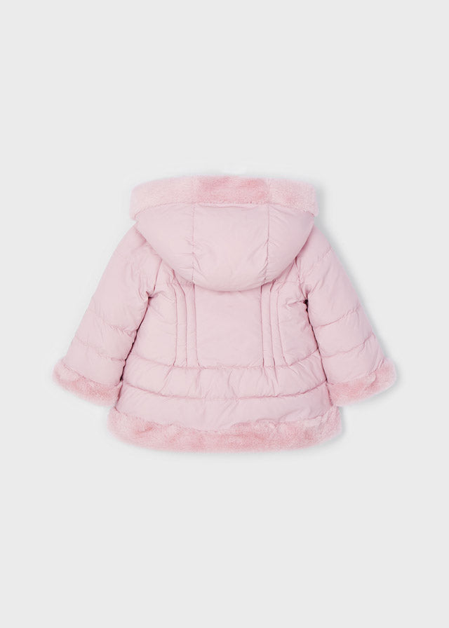 Meisjes Reversible faux fur jacket van Mayoral in de kleur Petal in maat 86.