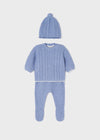 Jongens Knit leg warmer with hat set van Mayoral in de kleur Blue ice in maat 62.