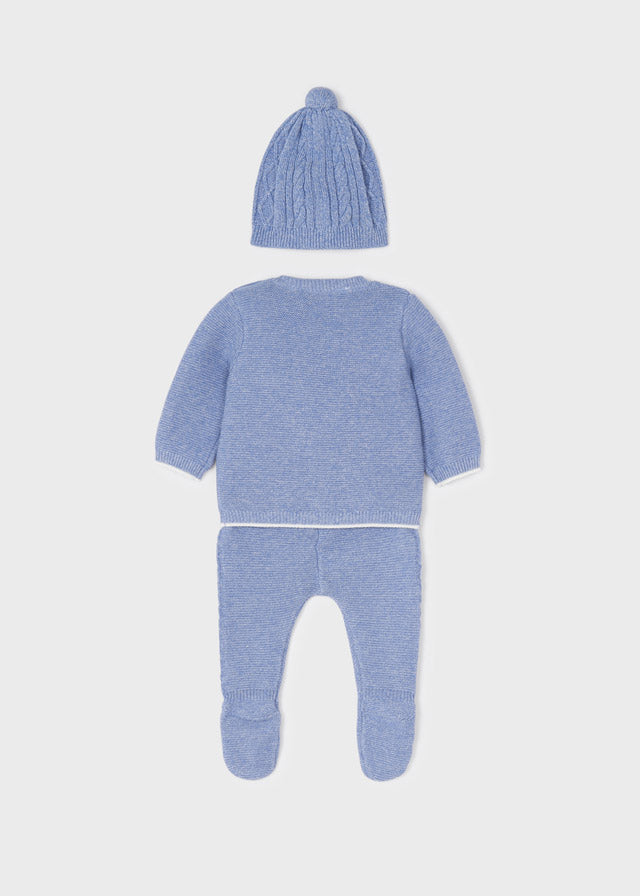 Jongens Knit leg warmer with hat set van Mayoral in de kleur Blue ice in maat 62.