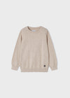 Jongens Basic cotton jumper w/round van Mayoral in de kleur Cookie in maat 128.