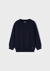 Jongens Basic cotton jumper w/round van Mayoral in de kleur Navy in maat 128.