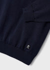 Jongens Basic cotton jumper w/round van Mayoral in de kleur Navy in maat 128.