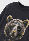 Jongens L/s shirt bear van Mayoral in de kleur Carbon in maat 128.