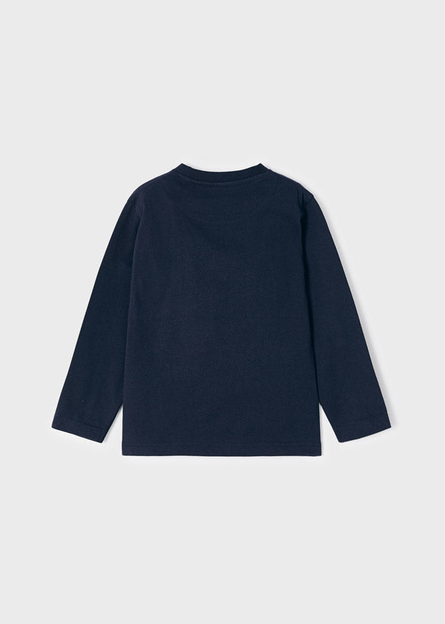 Jongens L/s shirt cars van Mayoral in de kleur Navy in maat 128.