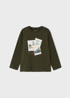 Jongens L/s t-shirt van Mayoral in de kleur Forest in maat 128.