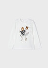 Meisjes L/s shirt van Mayoral in de kleur Natur-moch in maat 128.