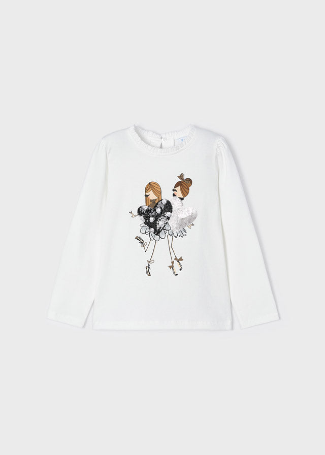 Meisjes L/s shirt van Mayoral in de kleur Natur-moch in maat 128.