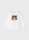 Meisjes L/s graphic t-shirt van Mayoral in de kleur Natural in maat 128.