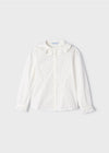 Meisjes Poplin blouse van Mayoral in de kleur Natural in maat 128.